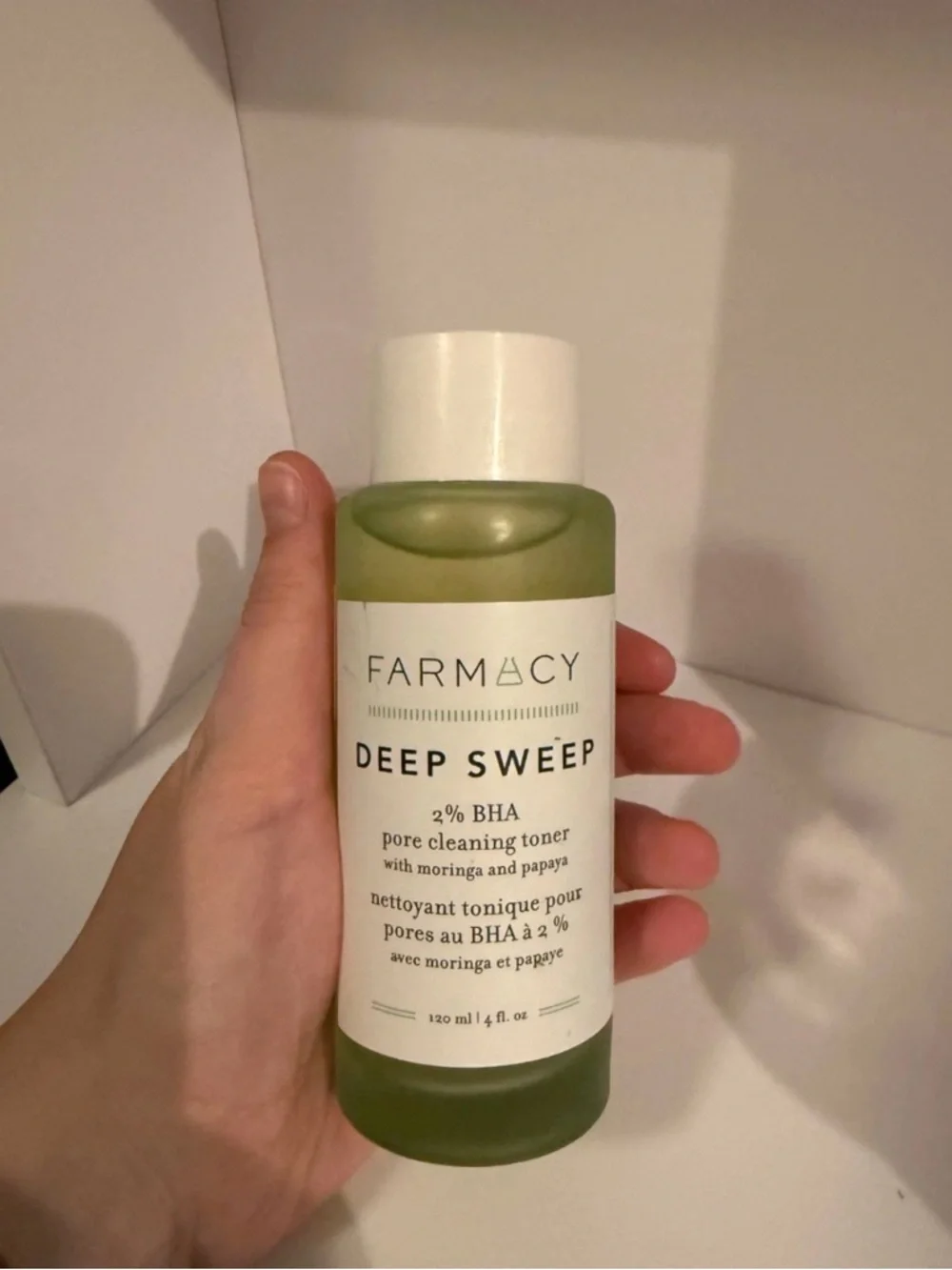 Farmacy Deep Sweep Toner — Green and White Bottle
